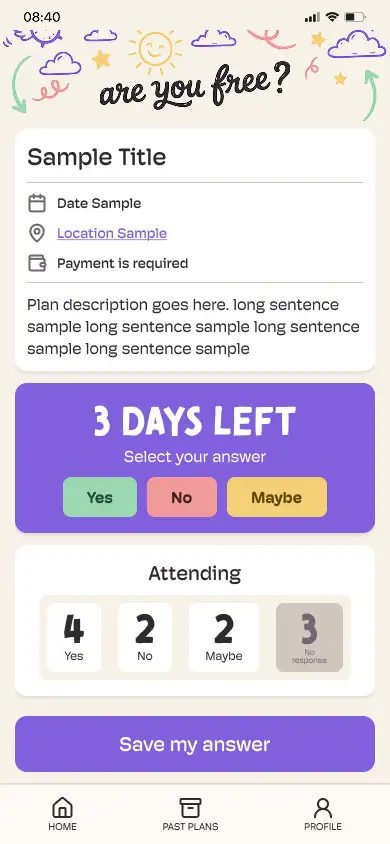 Participant plan screen