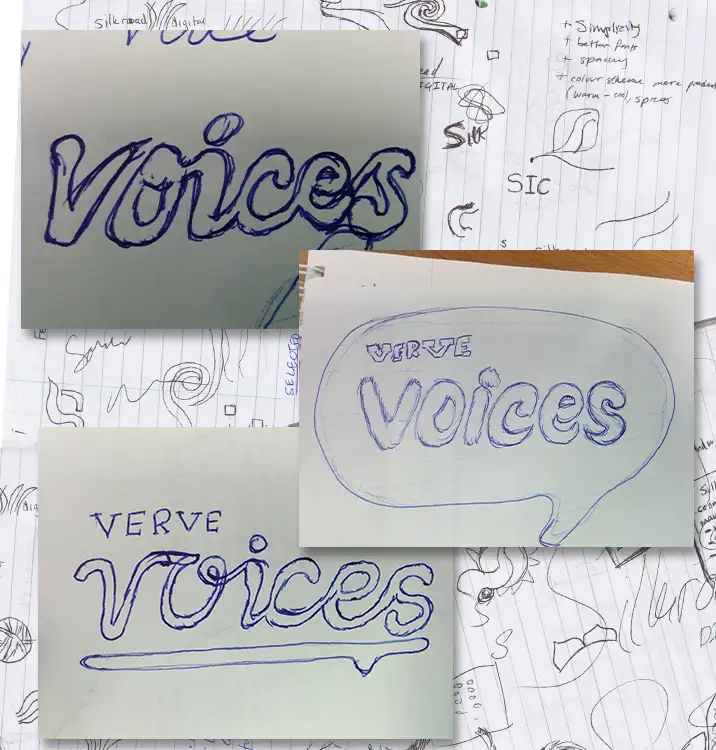 Verve Voices logo sketches